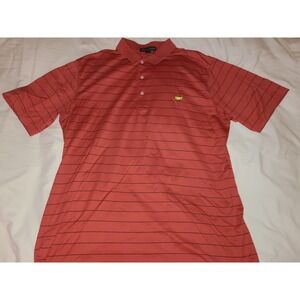 Amen Corner Masters Golf Polo Shirt Coral Stripe Men's XL Embroidered Logo